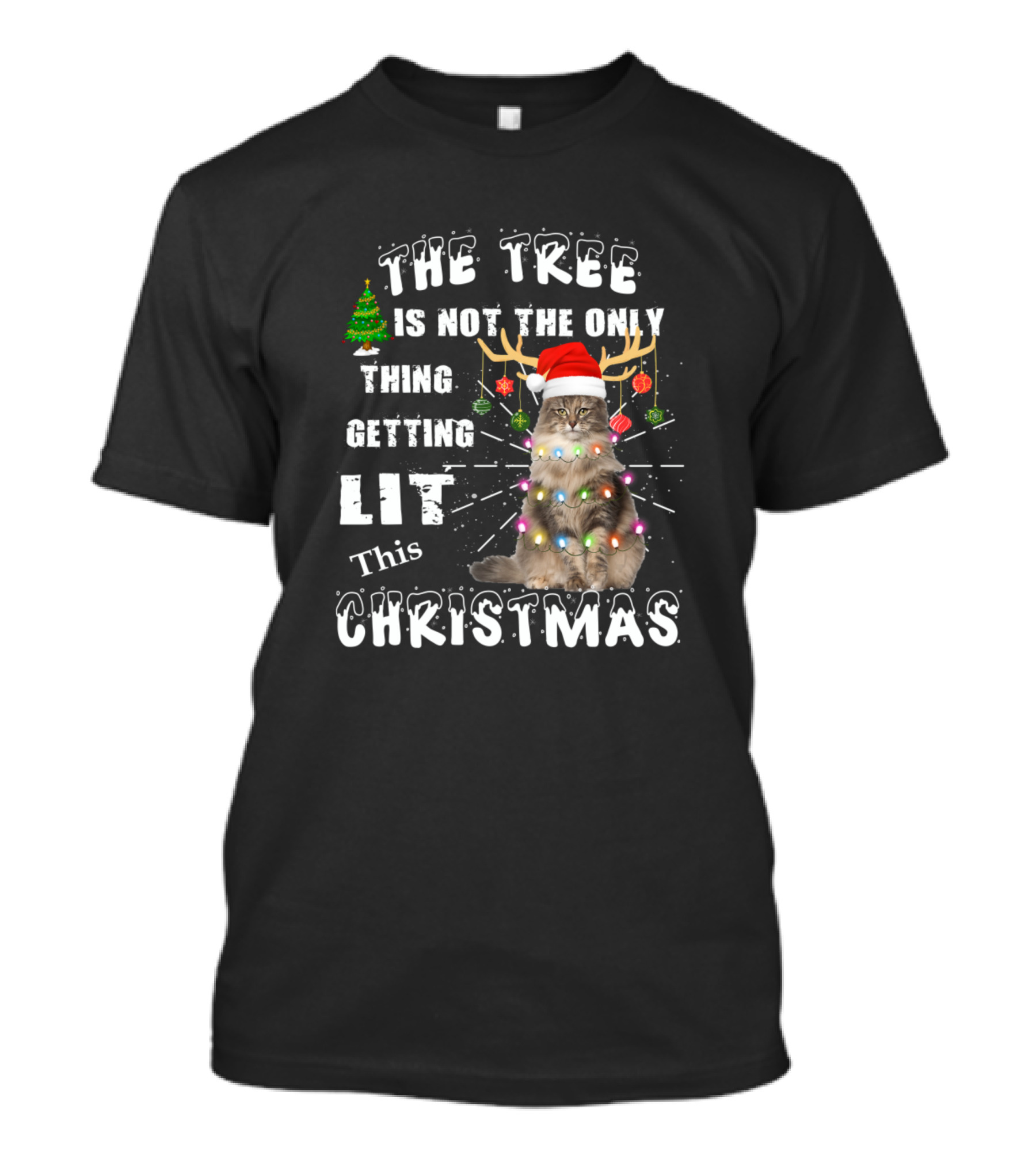 The Tree Is Not The Only Thing Getting Lit This Christmas Norwegian Forest Cat T-Shirt