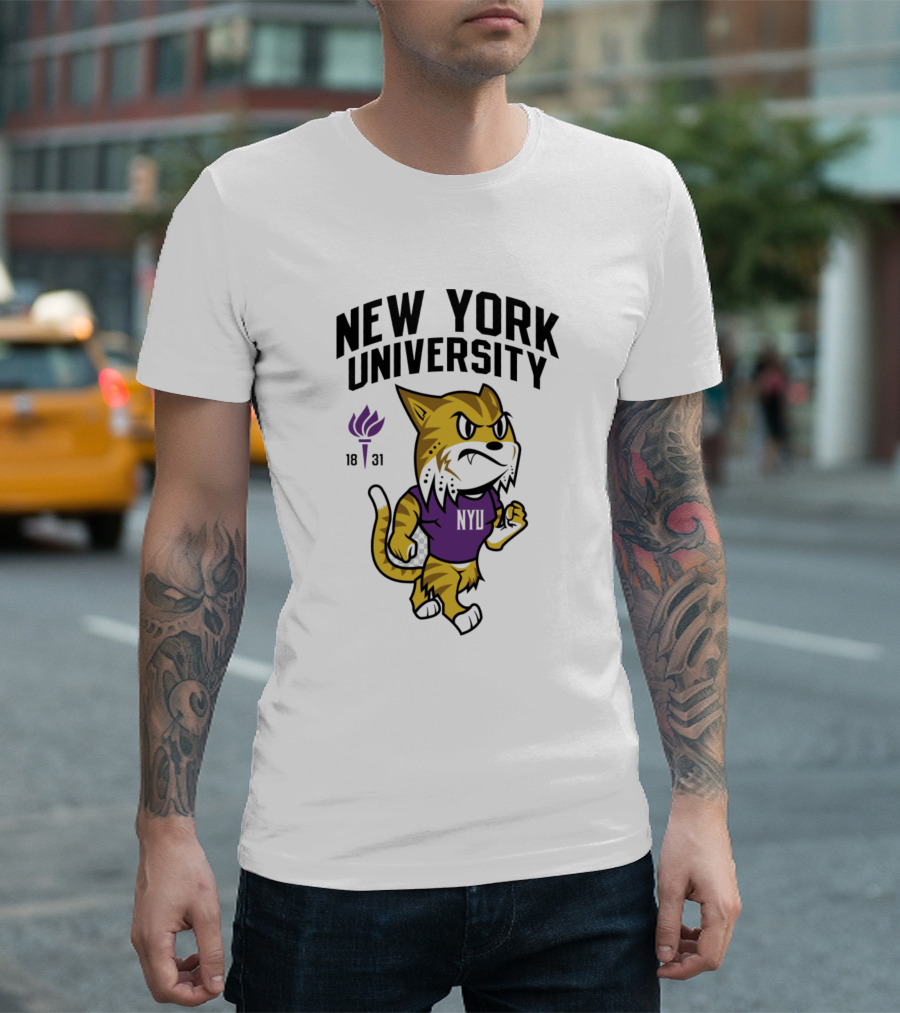 NEW YORK UNIVERSITY NYU 1831 Wildcat Mascot T-Shirt