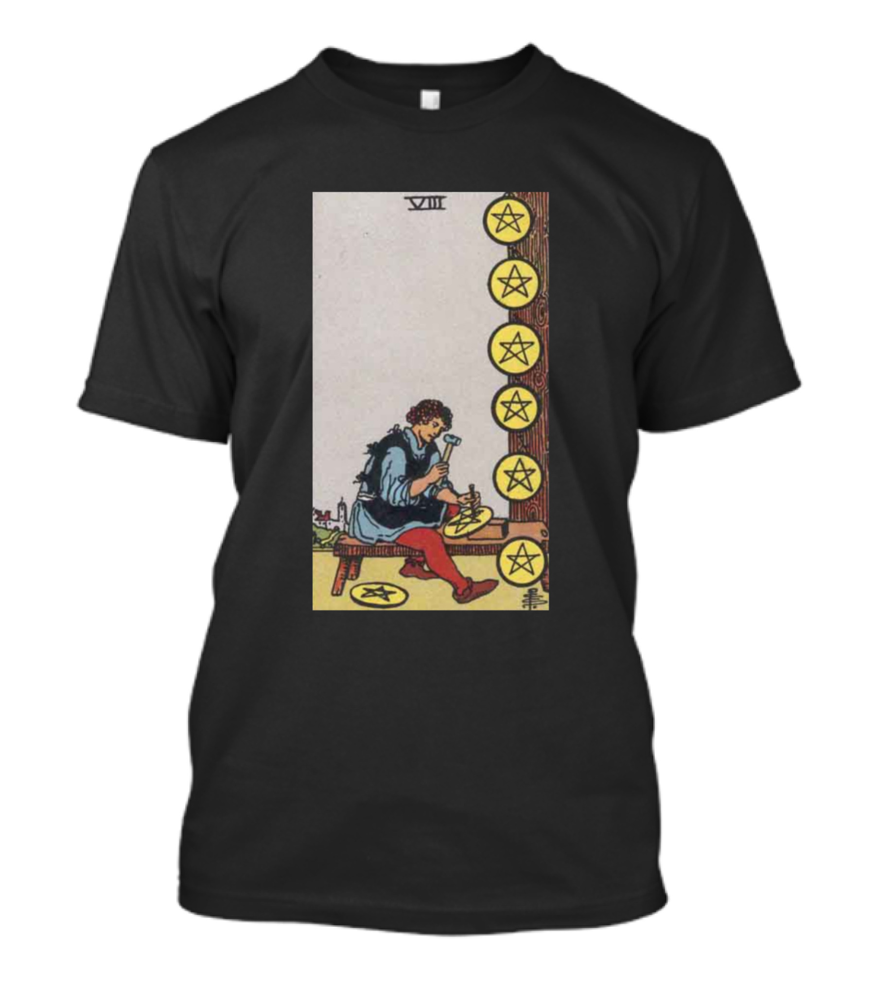 Rider Waite Tarot Card VIII Eight Of Pentacles T-Shirt