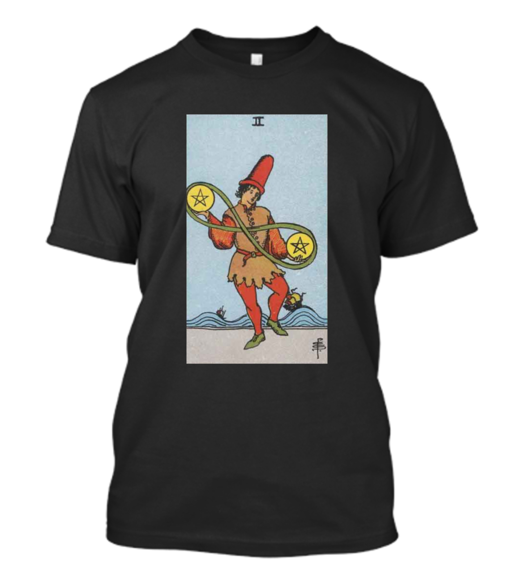 Rider Waite Tarot Card Two Of Pentacles Balancing Act T-Shirt