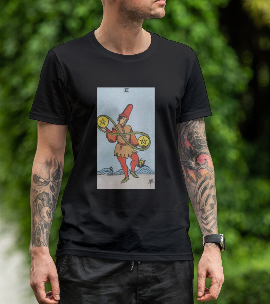 Rider Waite Tarot Card Two Of Pentacles Balancing Act T-Shirt