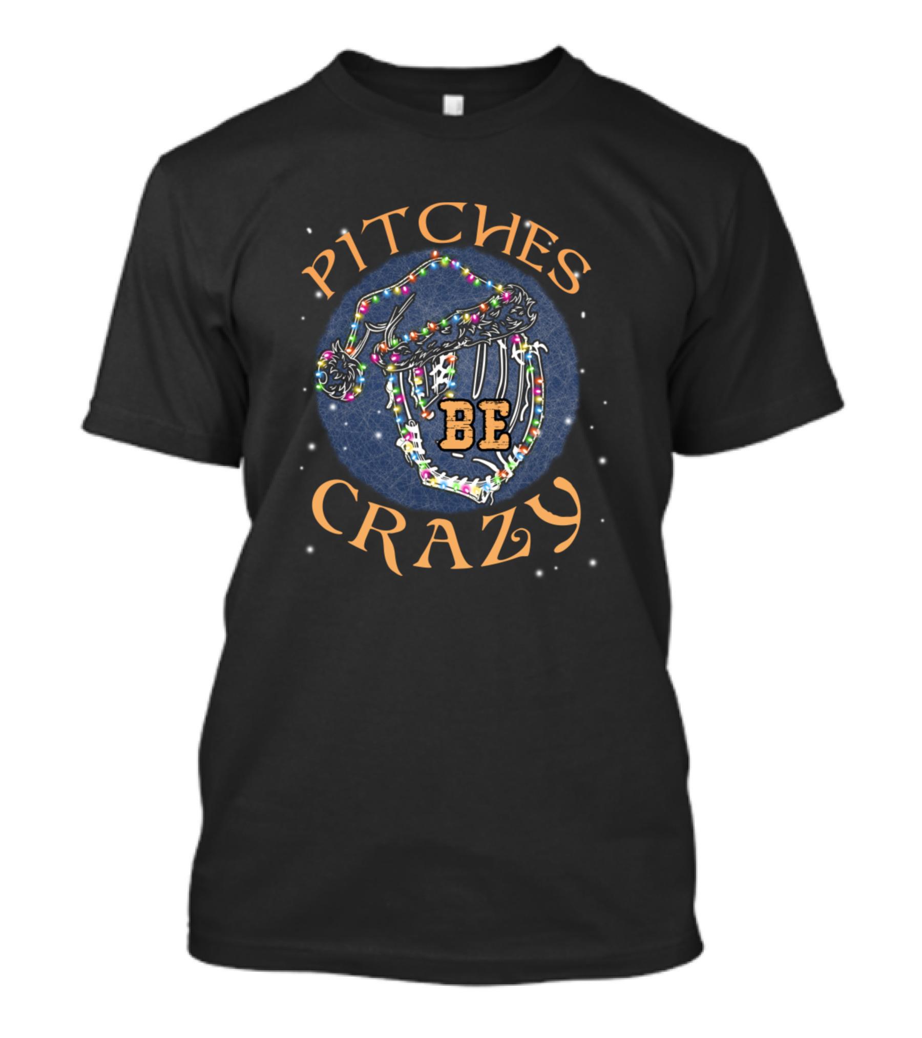 Pitches Be Crazy Softball Hitter Holiday Lights T-Shirt
