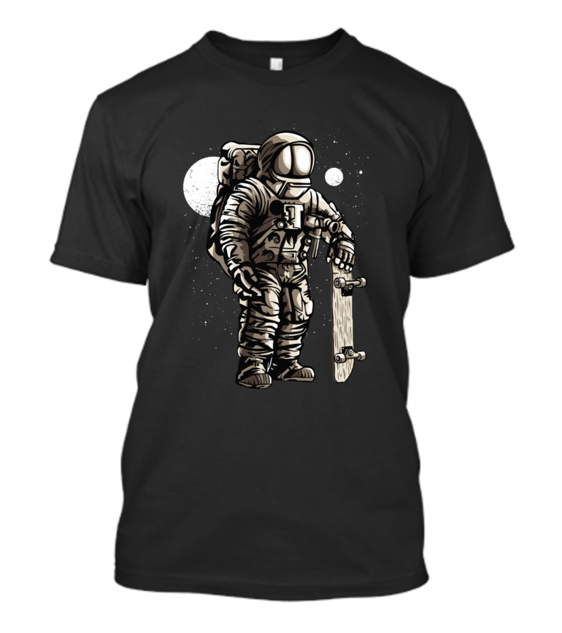 Space Astronaut Skater In Cosmic Galaxy Adventure T-Shirt