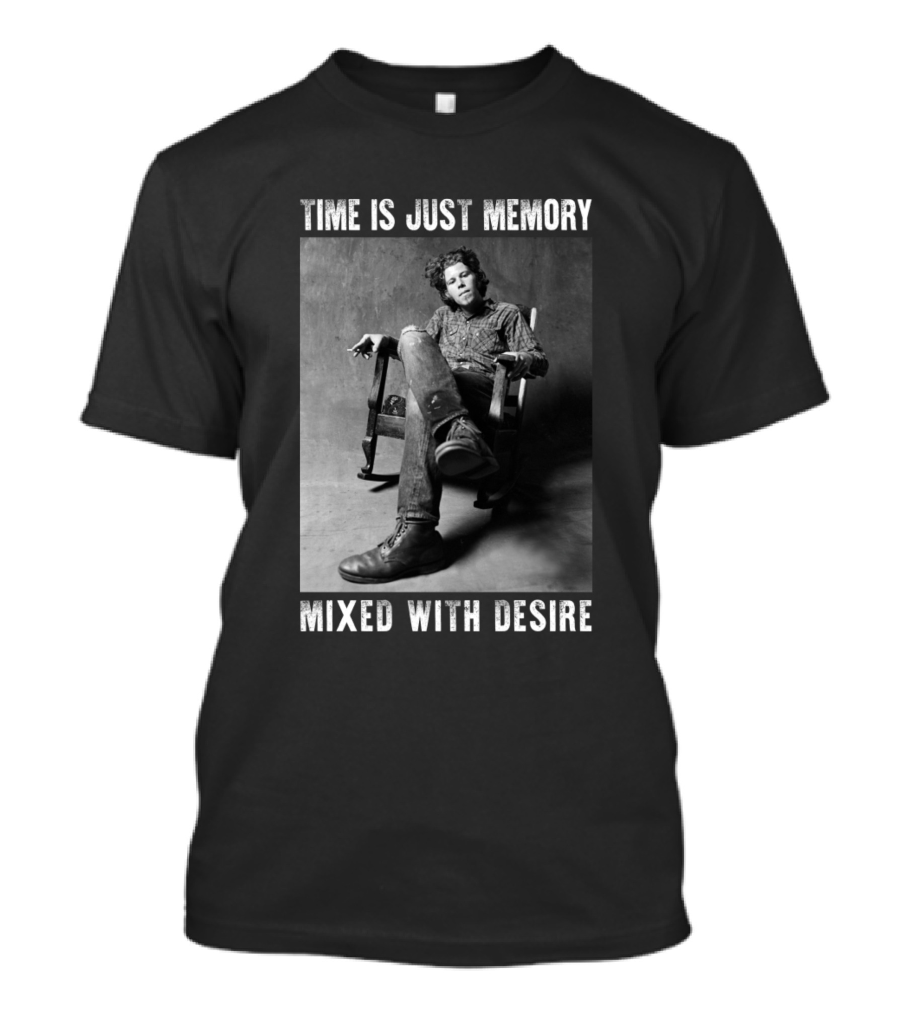 Time Is Just Memory Mixed With Desire Tom Waits Vintage Style Photography T-Shirt