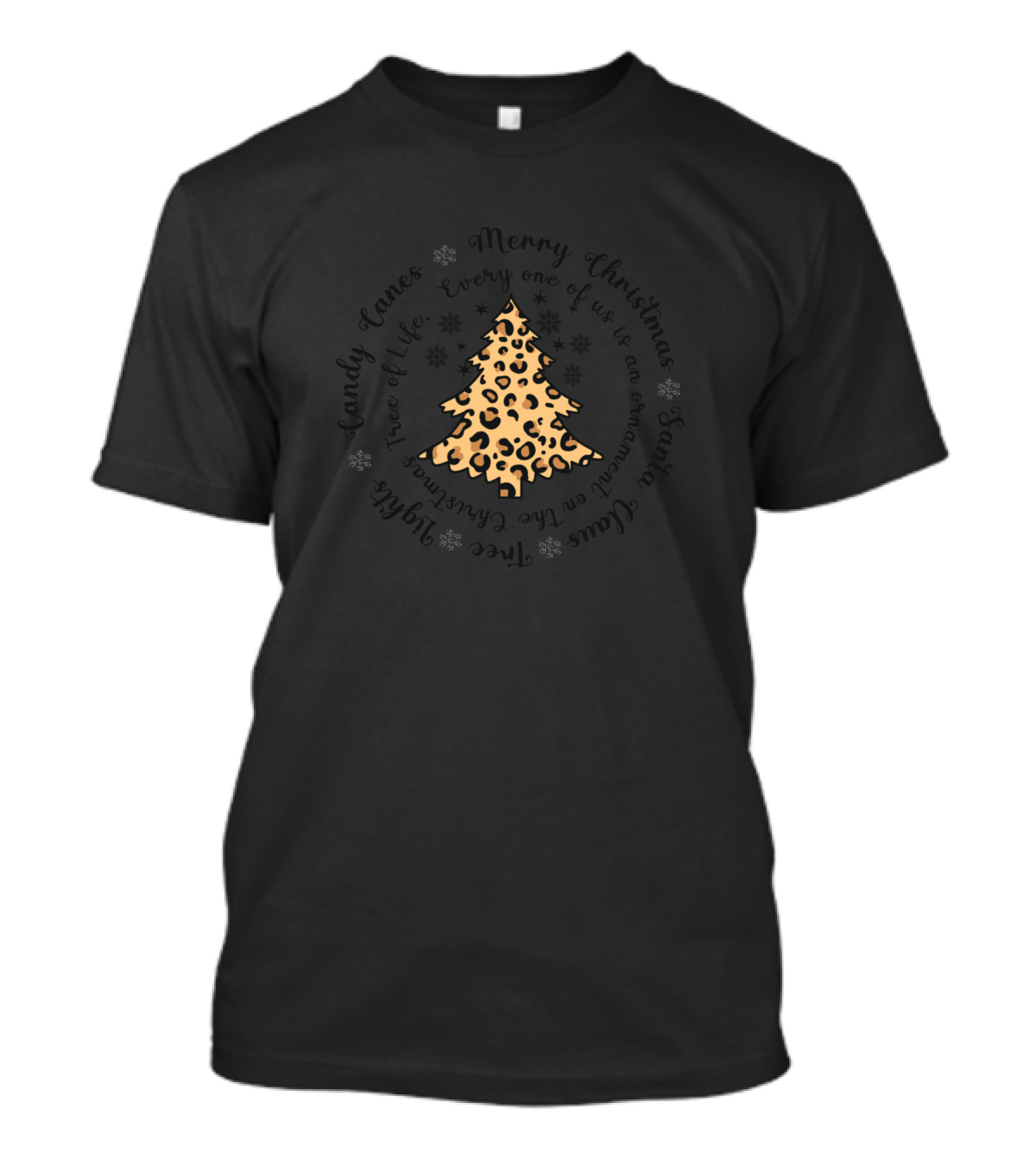 Merry Christmas Santa Cluse Tree Lights Tree Of Life Candy Canes T-Shirt