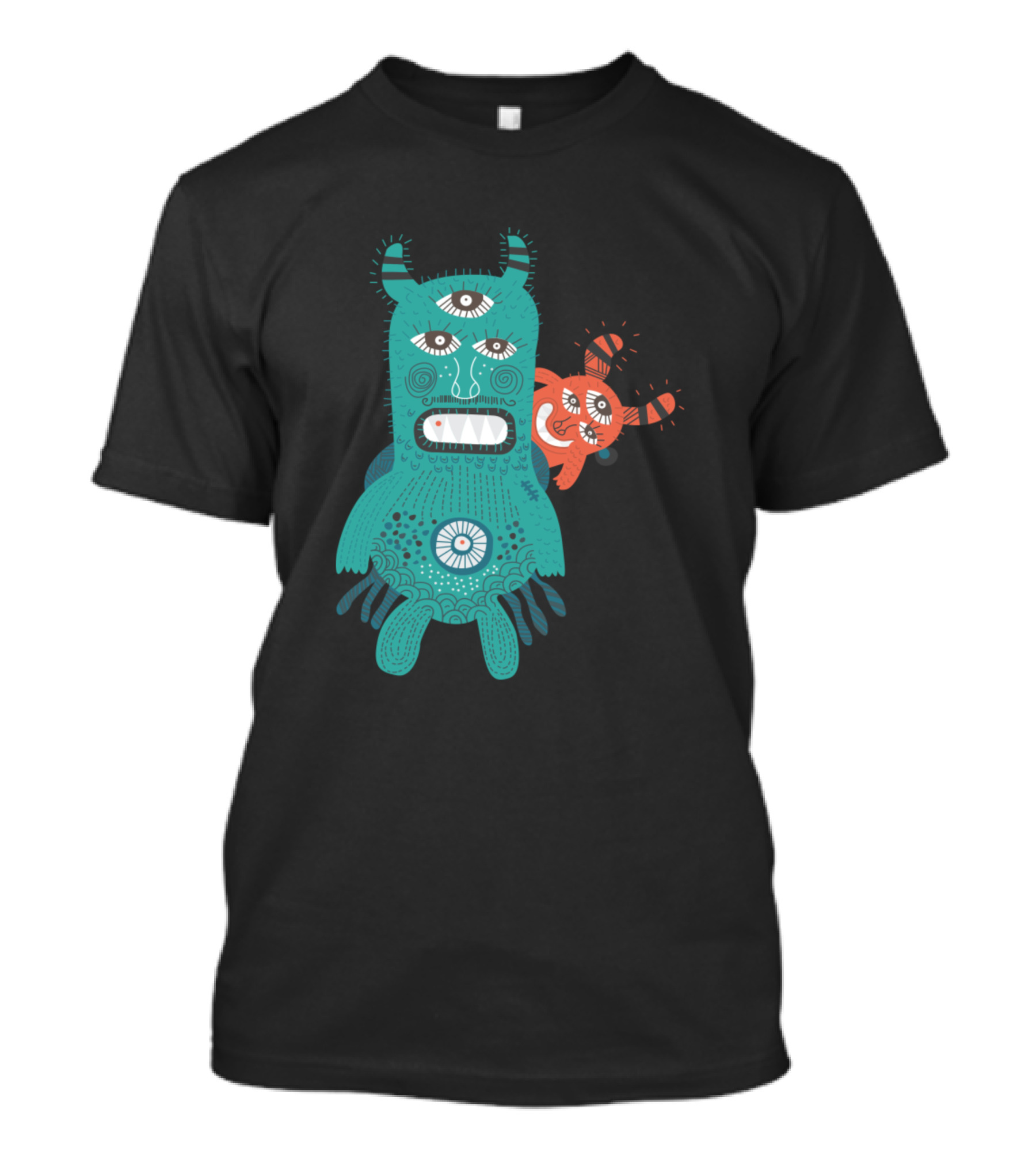 Two Monster Three-Eyed Creature With Orange Companion T-Shirt