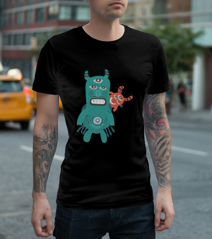 Two Monster Three-Eyed Creature With Orange Companion T-Shirt