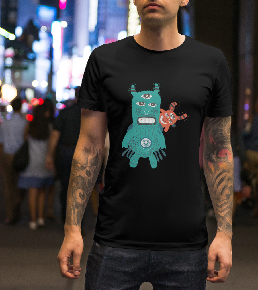 Two Monster Three-Eyed Creature With Orange Companion T-Shirt