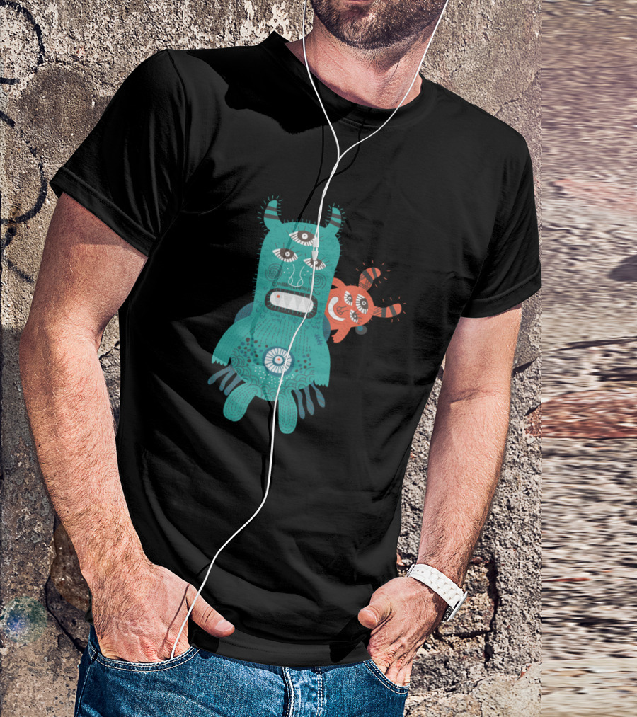 Two Monster Three-Eyed Creature With Orange Companion T-Shirt