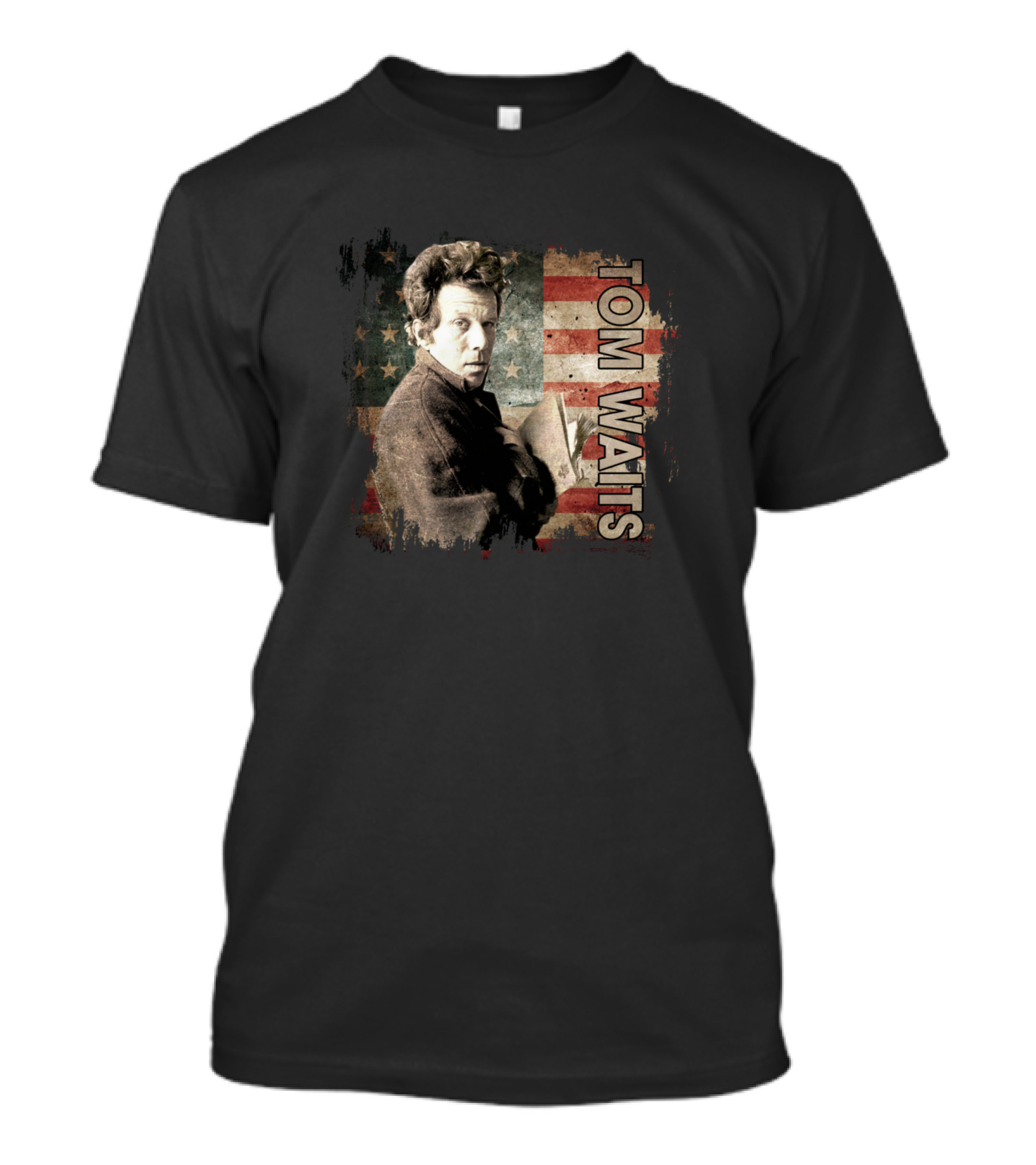 Tom Waits Vintage American Flag Country Musician T-Shirt