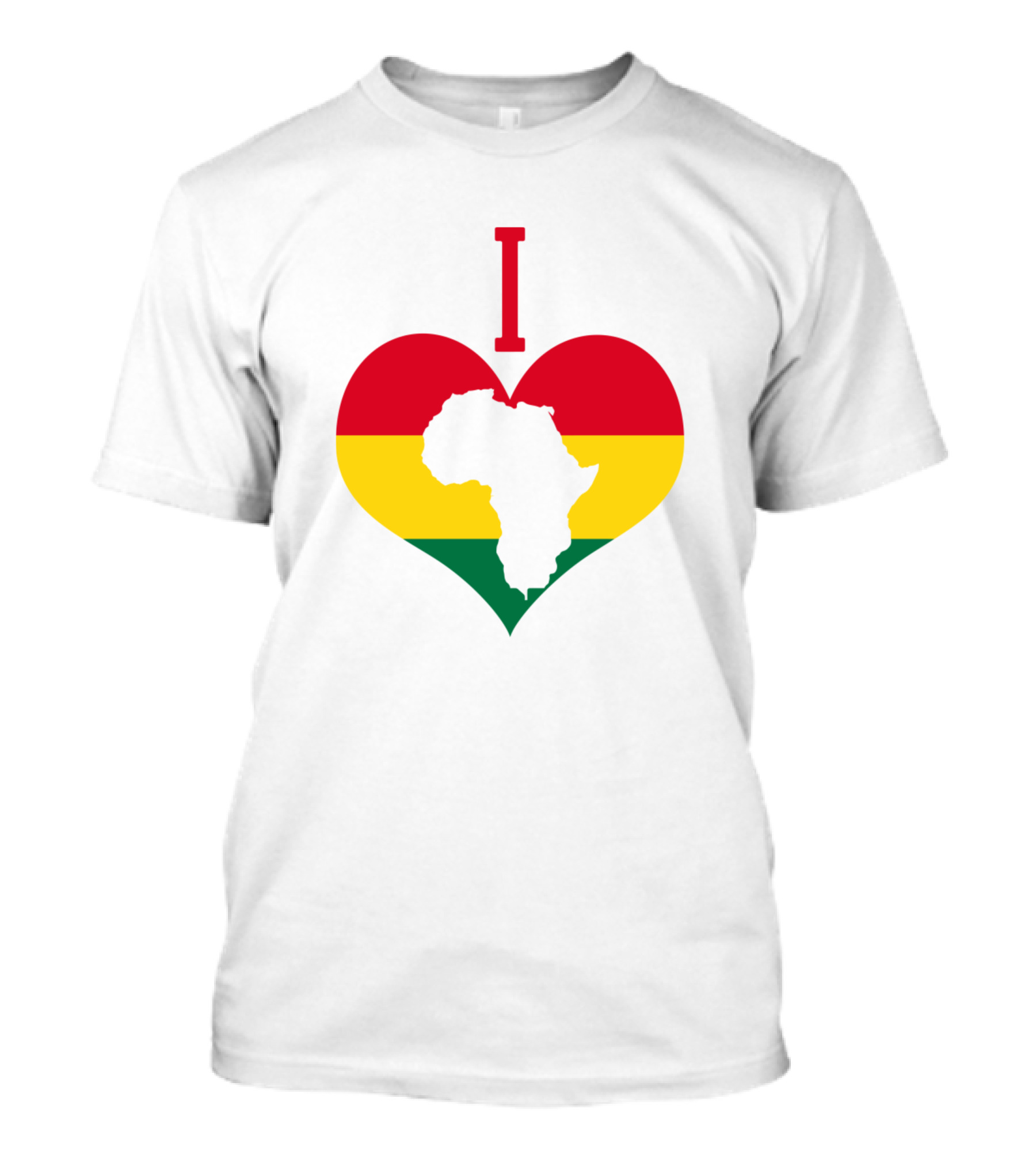 I Love Africa African Map Heart Flag Heritage Item T-Shirt