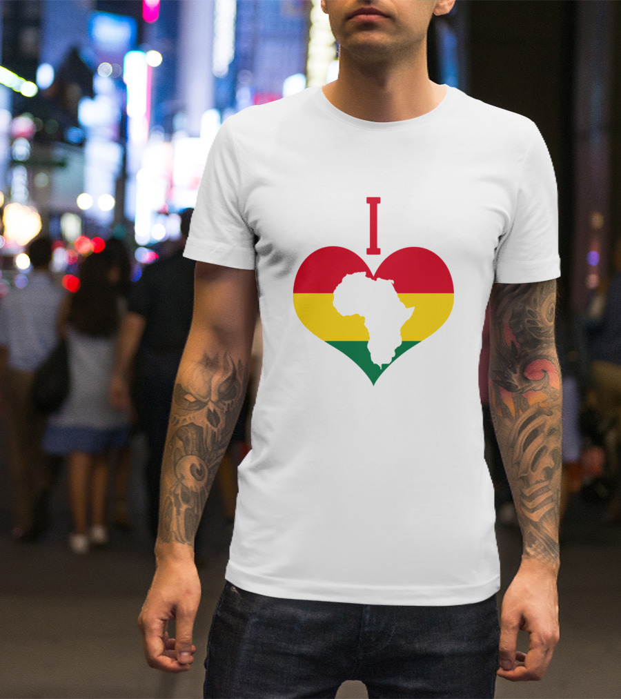I Love Africa African Map Heart Flag Heritage Item T-Shirt
