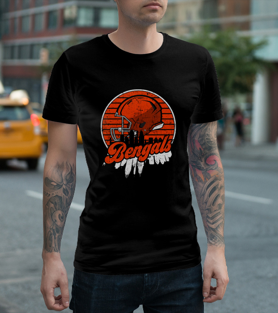 Bengals Football Helmet Skyline Team T-Shirt