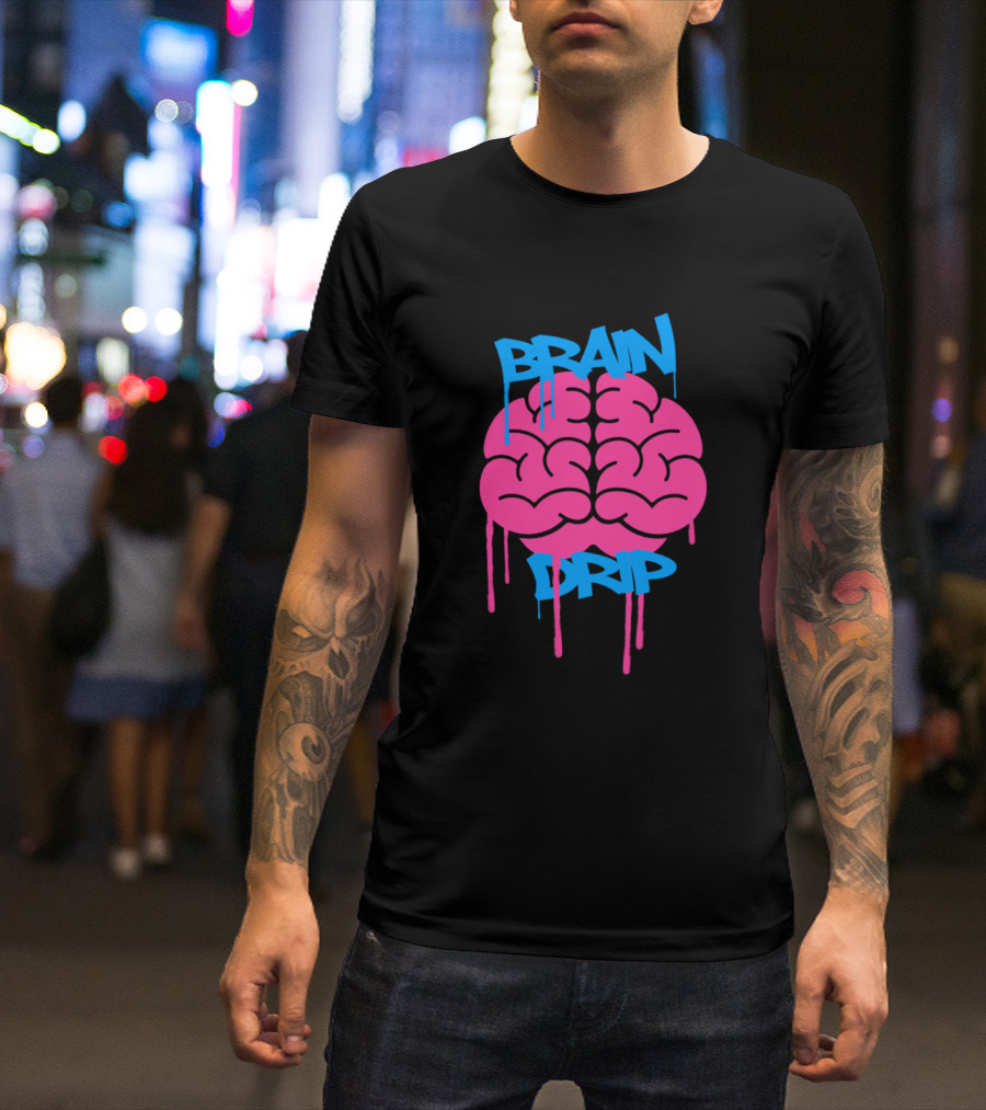Brain Drip Pink Blue Graffiti Dripping Brain T-Shirt