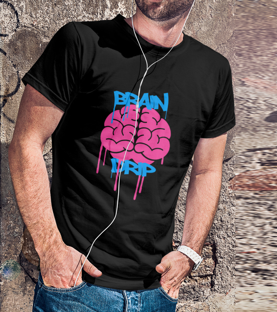 Brain Drip Pink Blue Graffiti Dripping Brain T-Shirt
