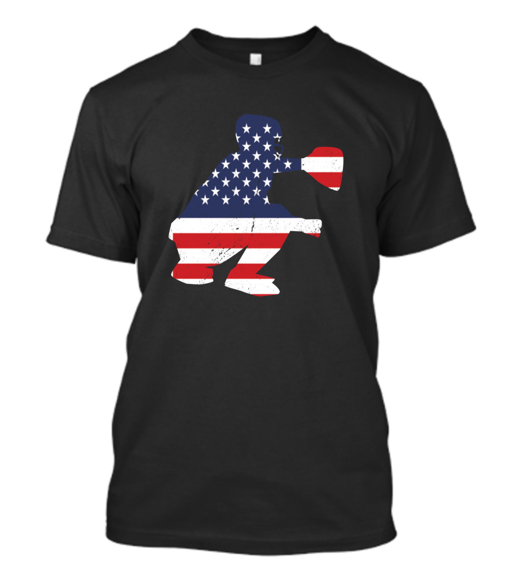 Catcher USA Baseball American Flag Patriot T-Shirt