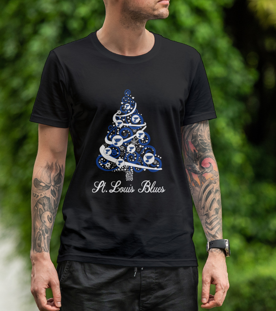 St. Louis Blues Christmas Tree Holiday T-Shirt