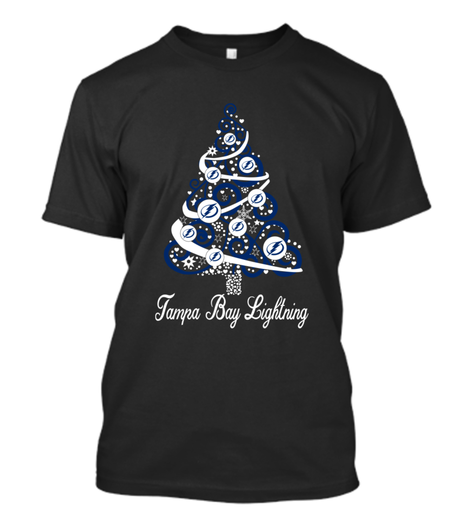 Tampa Bay Lightning Christmas Tree With Team Logo Elements T-Shirt
