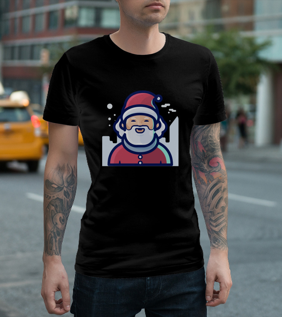 Cute Santa Face Xmas For Kids Children T-Shirt