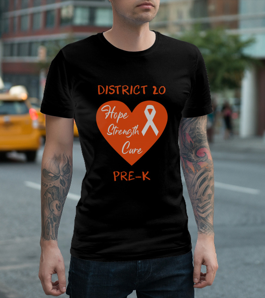 District 20 Hope Strength Cure Pre-K CHD Awareness Heart T-Shirt