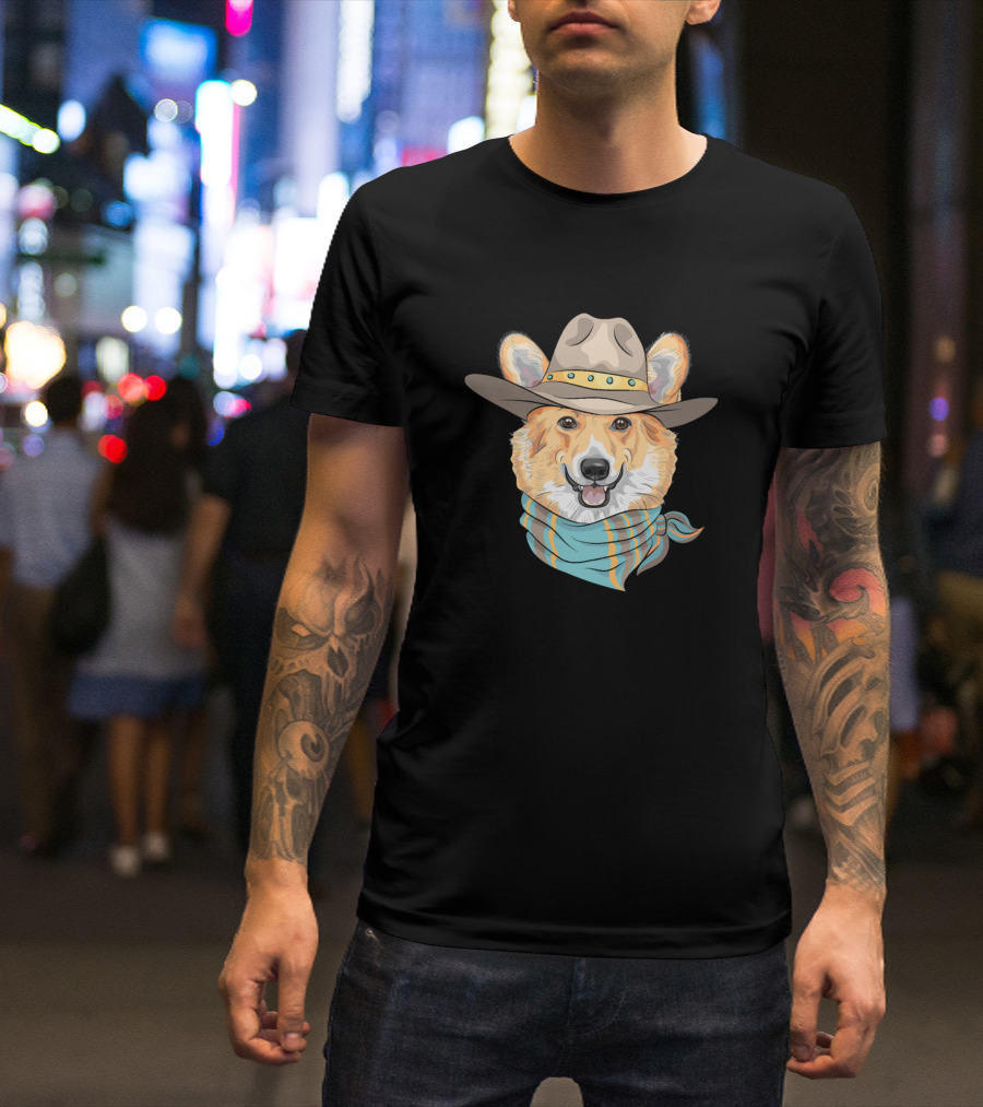 Dogs Corgi Jones238 Cowboy Hat Bandana T-Shirt