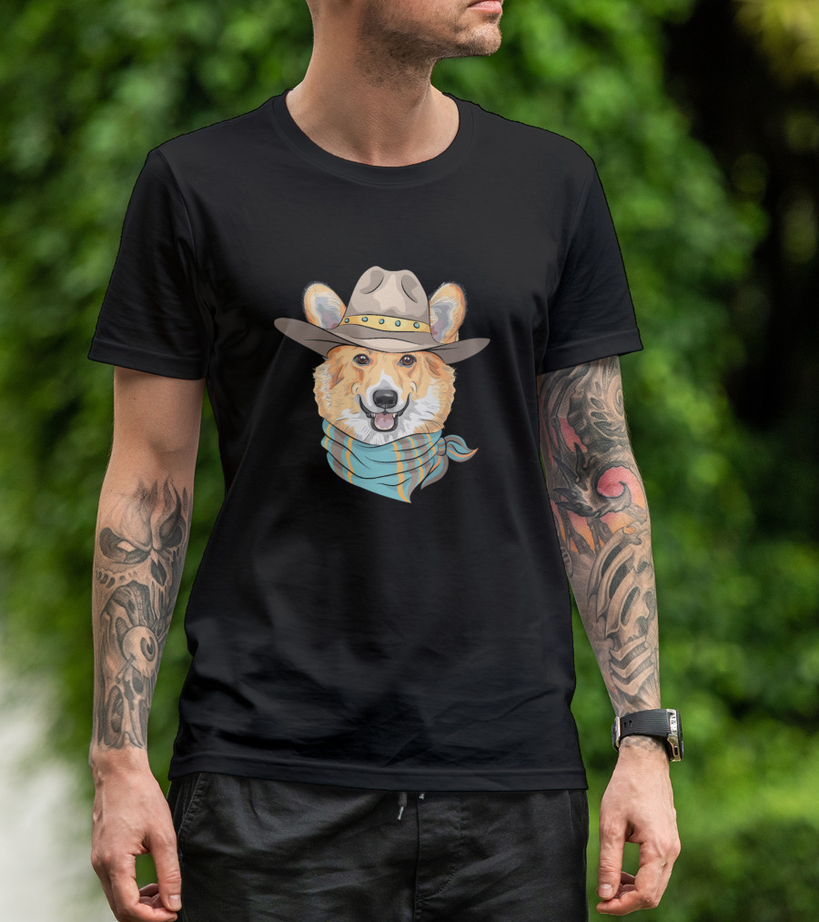 Dogs Corgi Jones238 Cowboy Hat Bandana T-Shirt