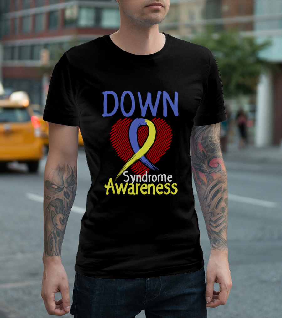 Down Syndrome Awareness Ribbon Heart Novelty T-Shirt