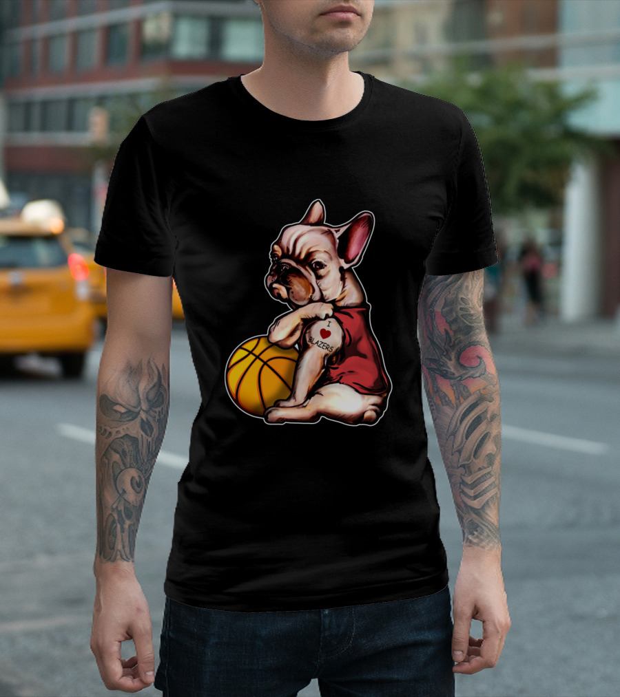 English Bulldogs I Love Blazers Basketball T-Shirt