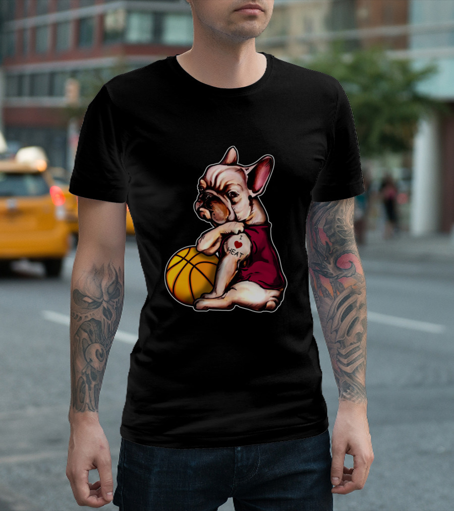 I Love Heat English Bulldogs Basketball T-Shirt