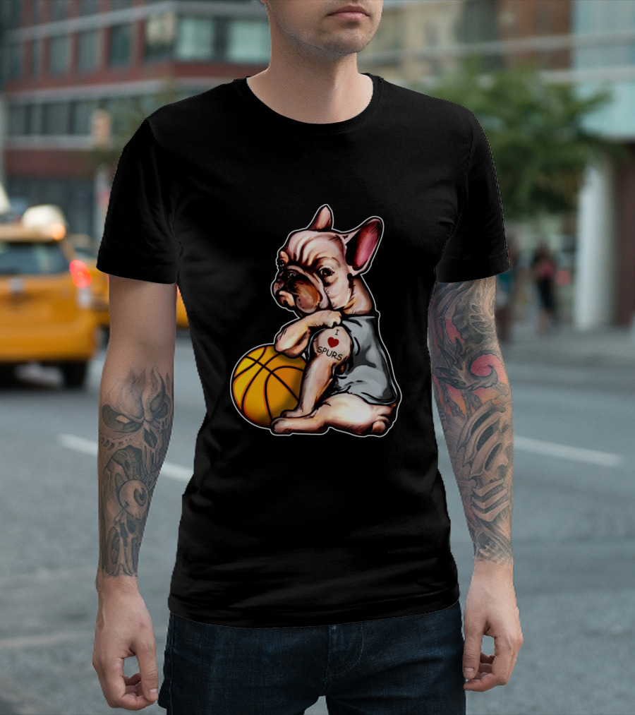 I Love Spurs English Bulldogs Basketball T-Shirt