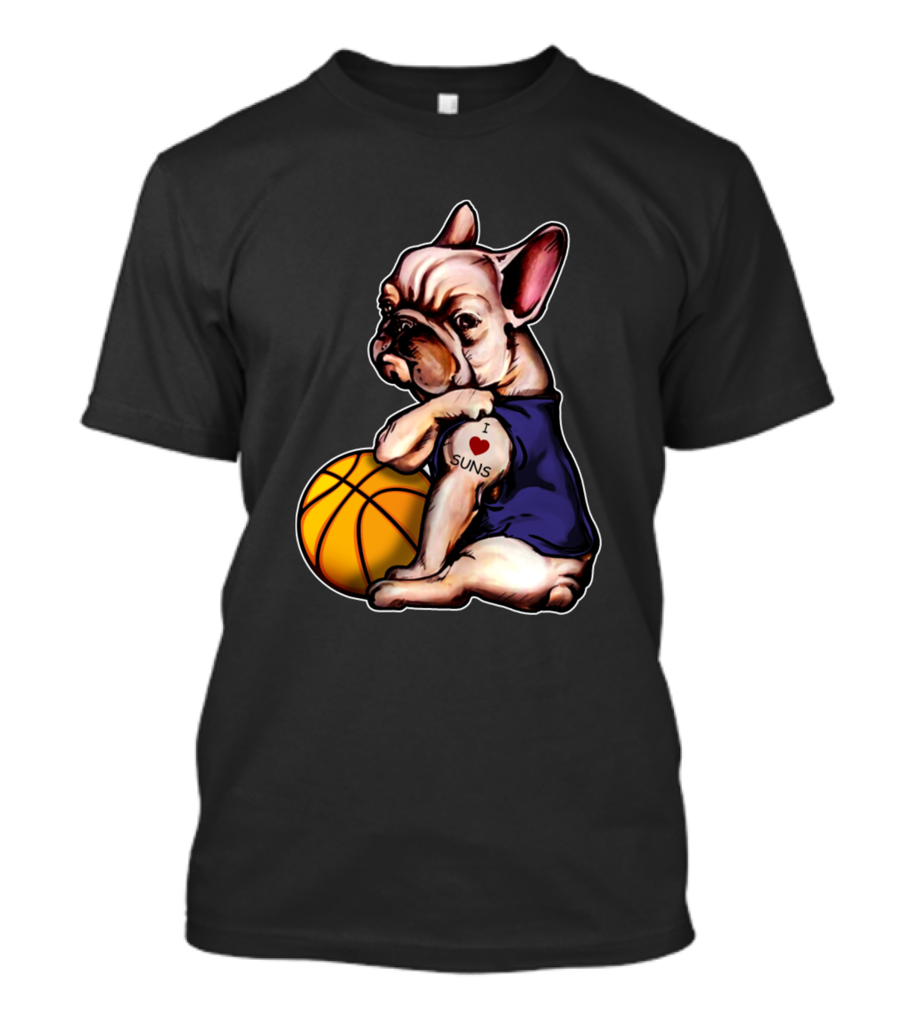 English Bulldogs I Love Suns Basketball T-Shirt