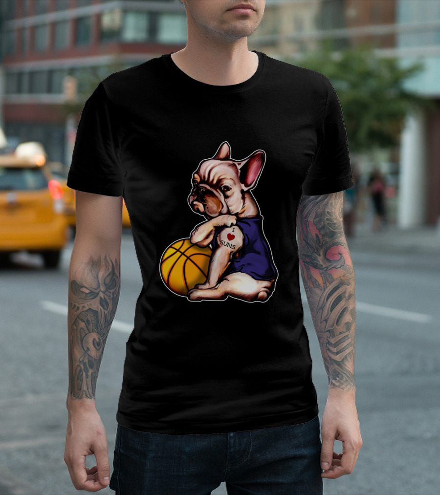 English Bulldogs I Love Suns Basketball T-Shirt