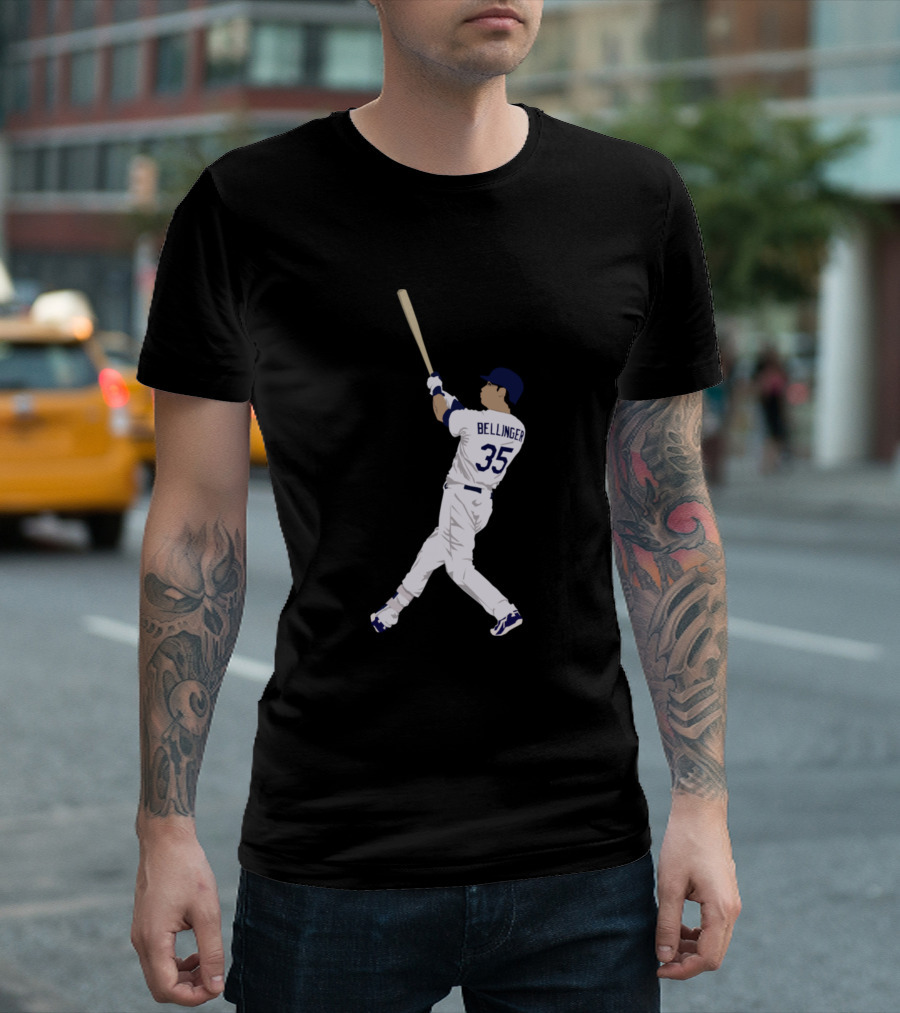 Cody Bellinger 35 Baseball Swing Action Major League Player T-Shirt