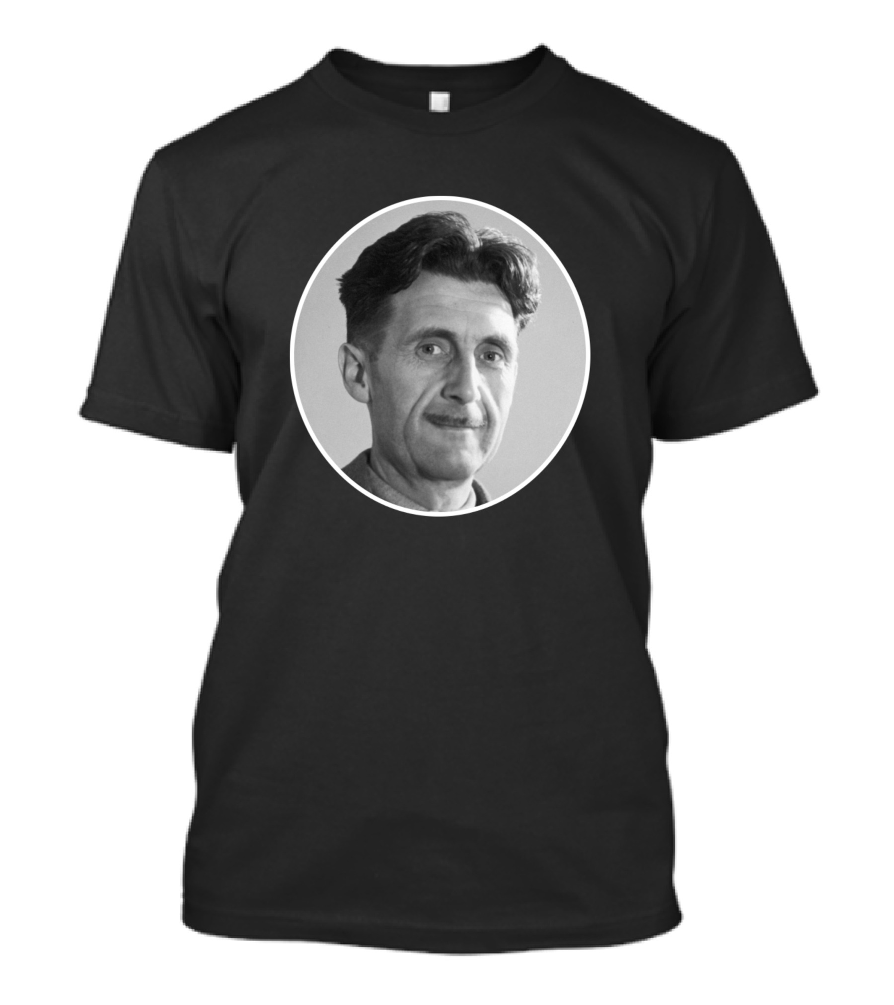 George Orwell Portrait Black And White Oval T-Shirt