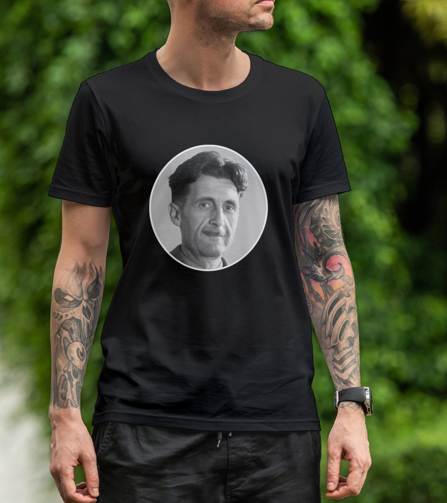 George Orwell Portrait Black And White Oval T-Shirt