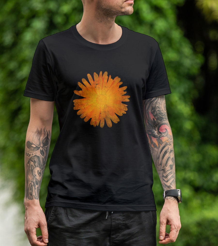 Grunge Marigold Flower On Pink Background Aesthetic T-Shirt