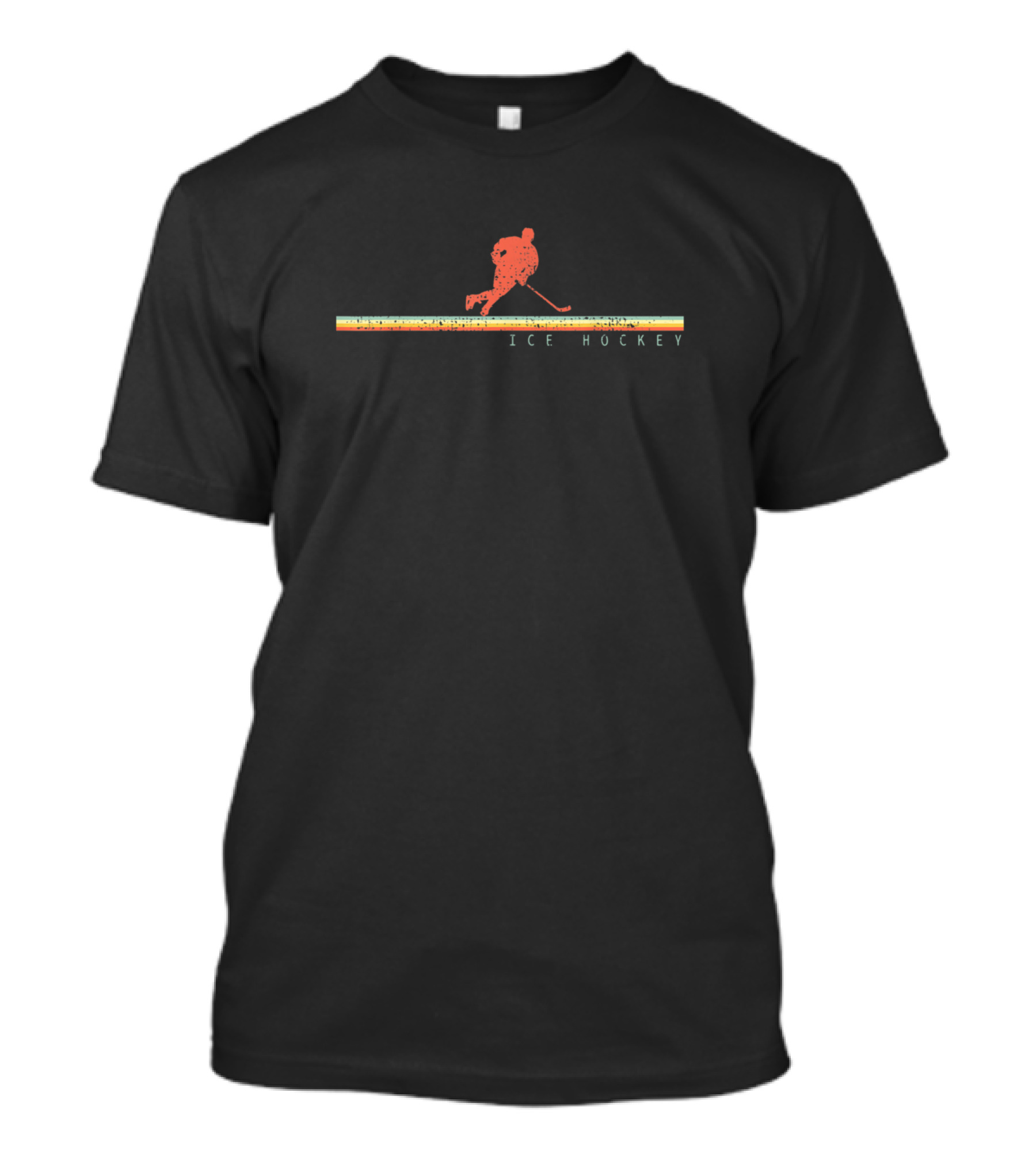 Retro Ice Hockey Player Silhouette With Stick T-Shirt
