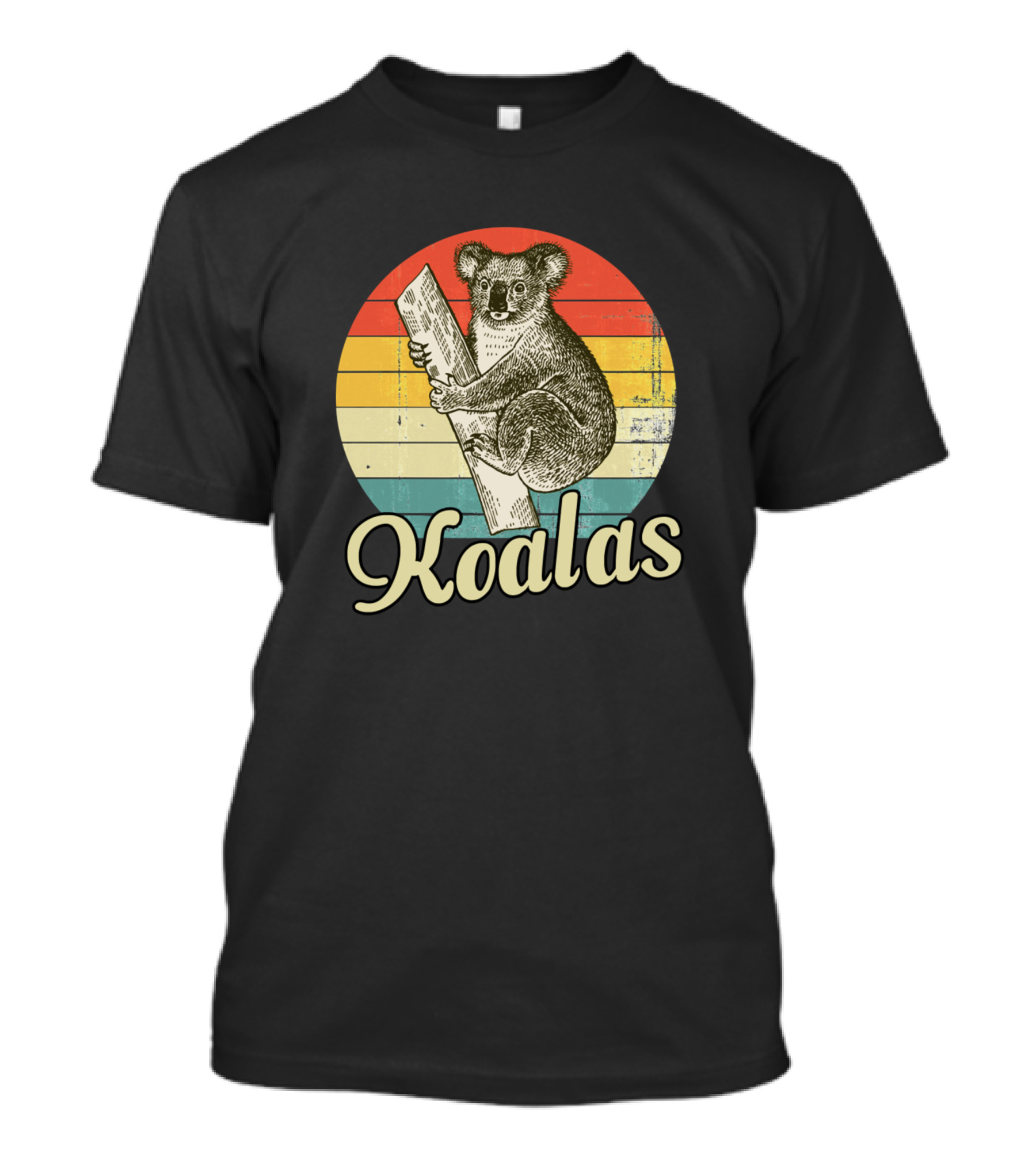 Koalas Vintage Sunset Illustration With Rainbow Stripes T-Shirt