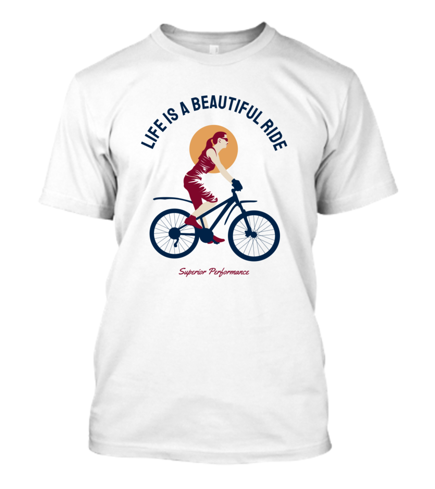 Life Is A Beautiful Ride Superior Performance Woman Cycling Art Deco T-Shirt
