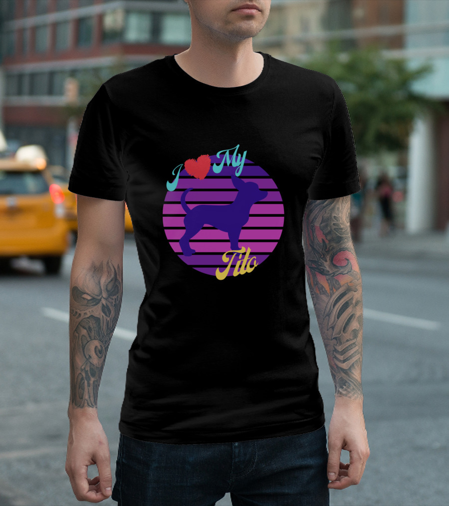 I Love My Tito Chihuahua Retro Sunset T-Shirt