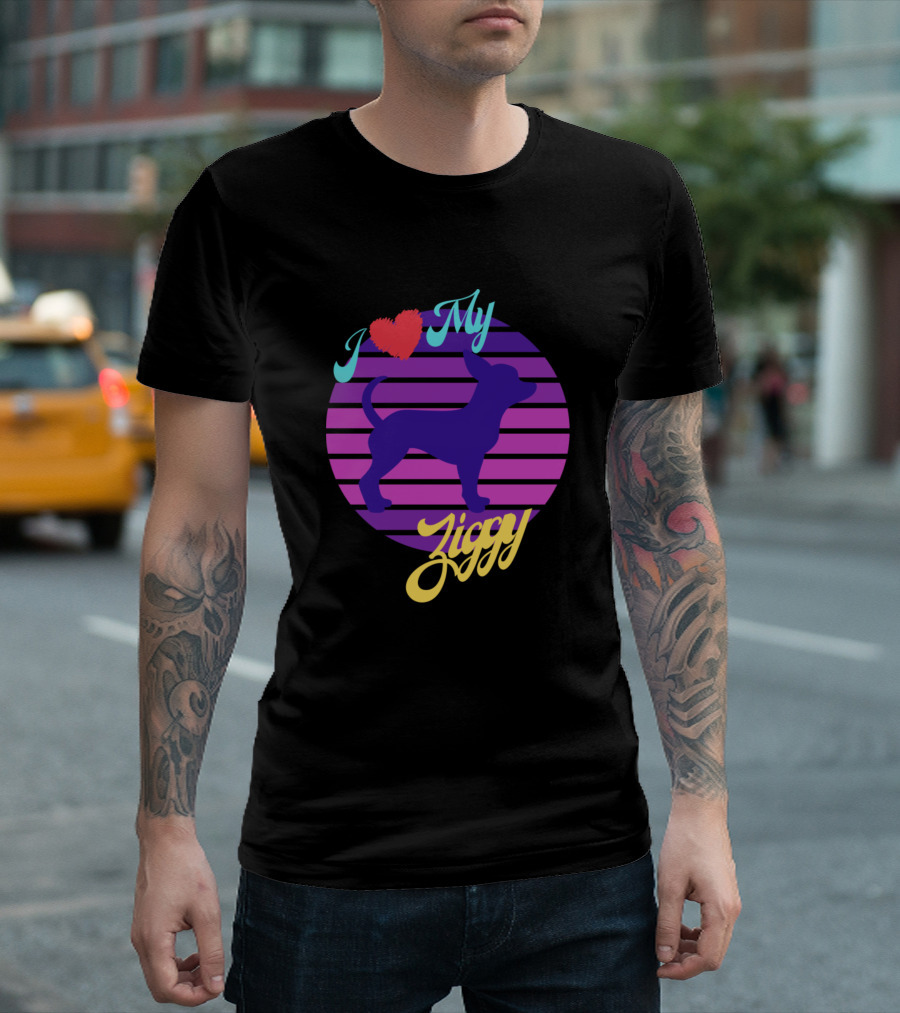 I Love My Ziggy Retro Chihuahua Dog Sunset T-Shirt