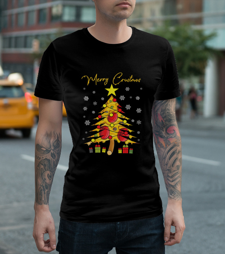 Merry Crustmas Pizza Christmas Tree Holiday T-Shirt