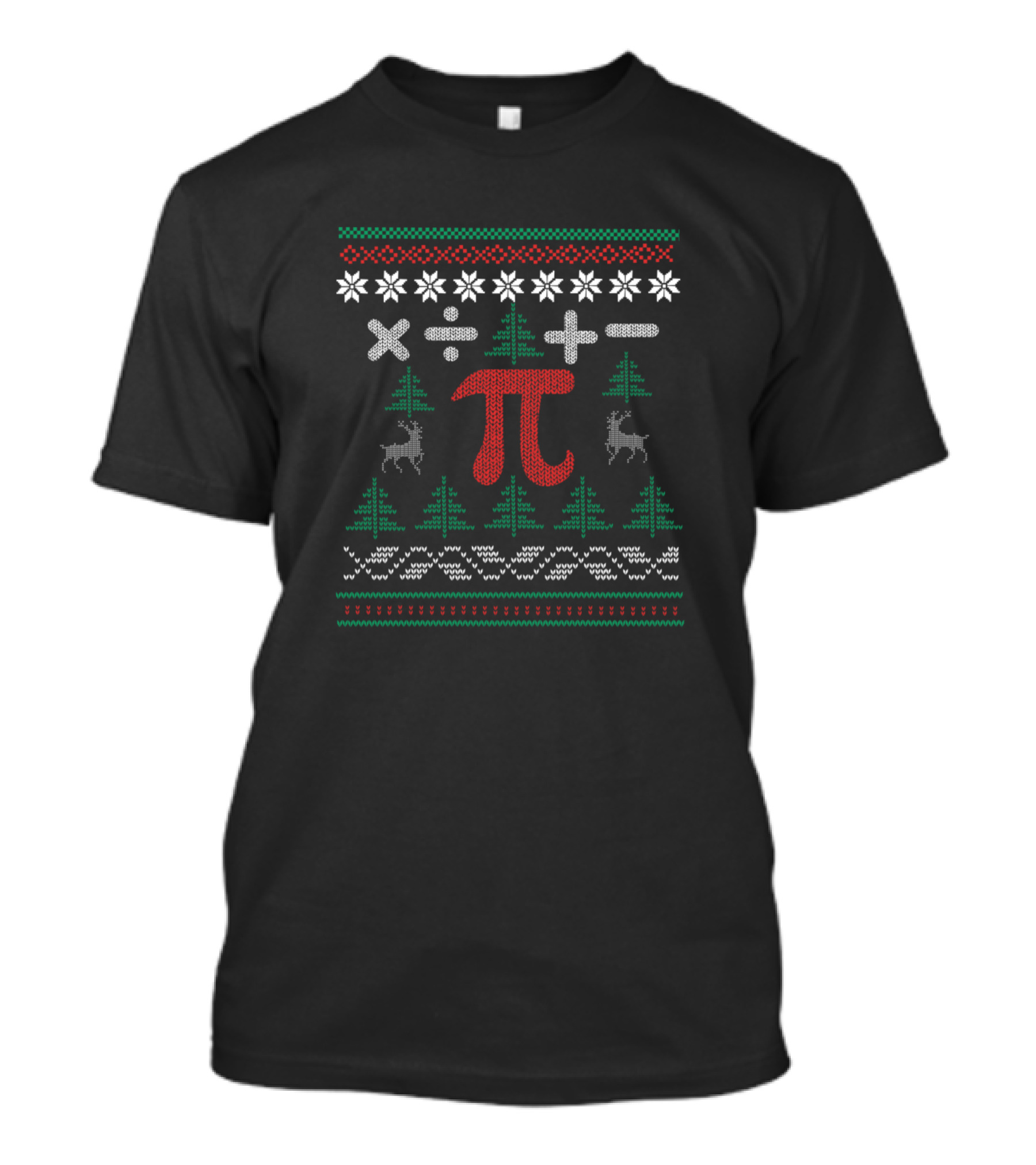 Merry Math Ugly Christmas Sweater With Mathematical Symbols And Pi T-Shirt