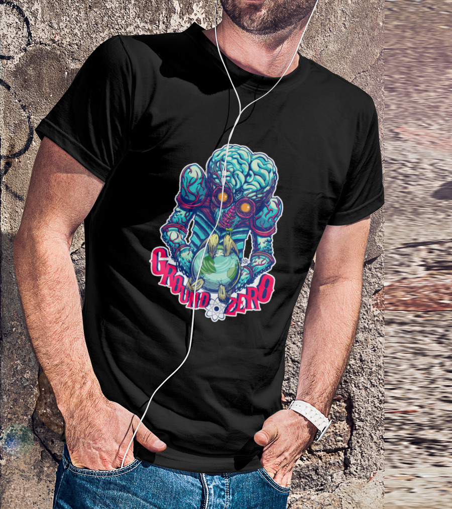 Metaluna Ground Zero Alien Holding Earth T-Shirt
