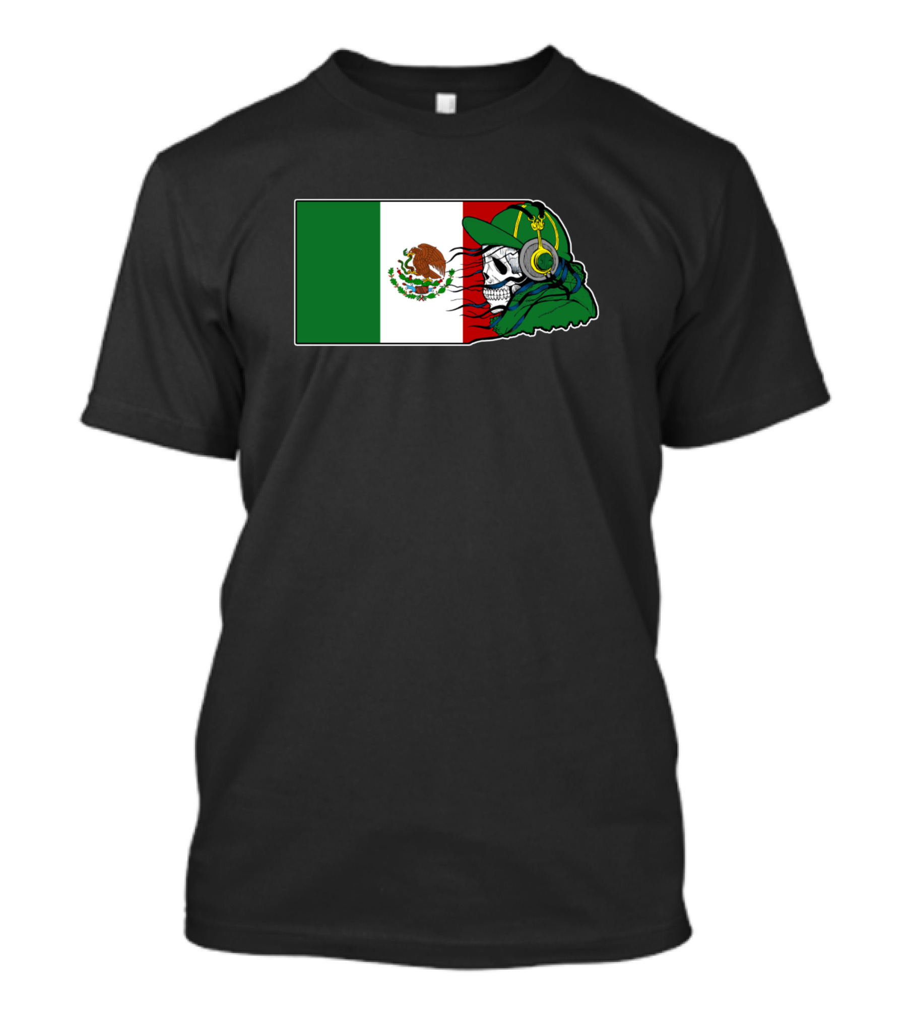 Mexican Skull Headphones Mexico Flag Dia De Los Muertos Mexic T-Shirt