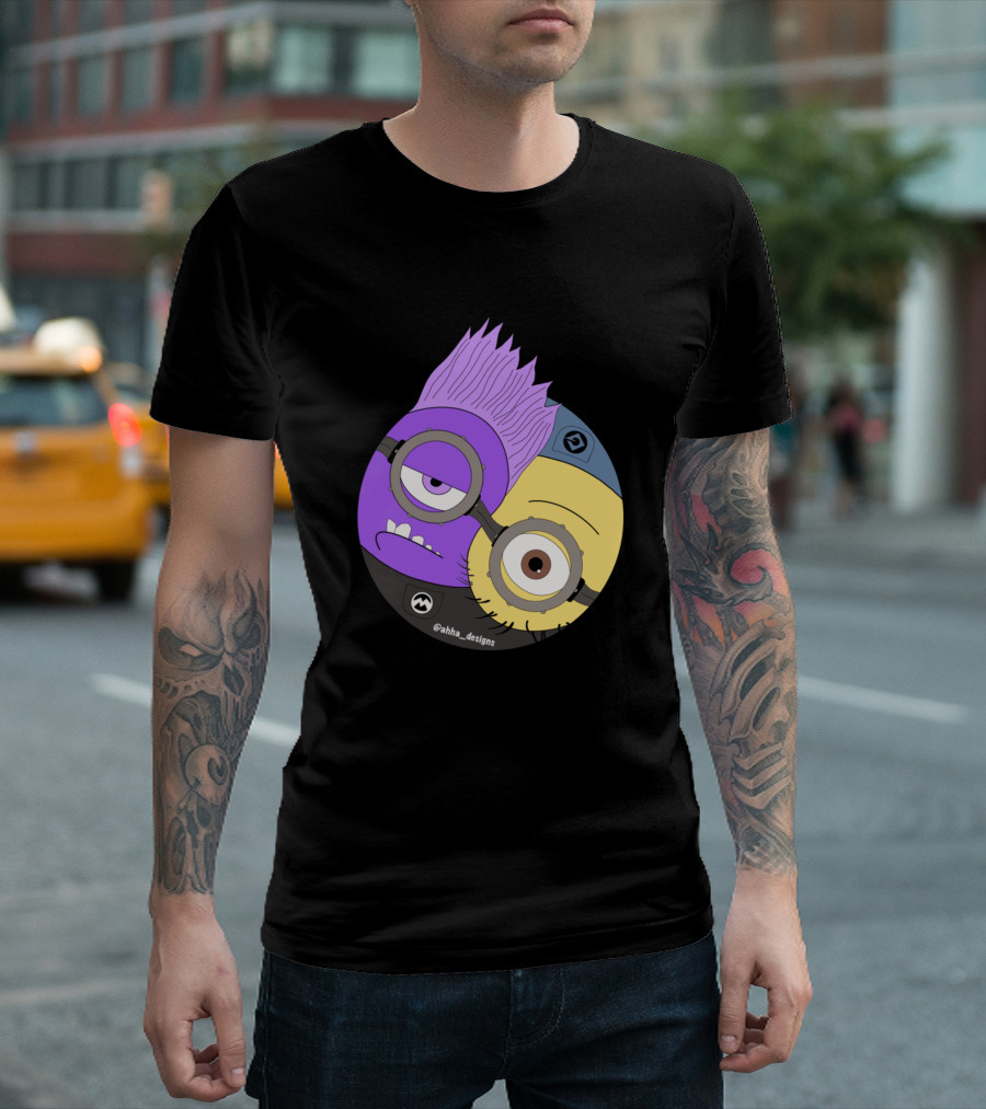 Minyin And Yang Purple and Yellow Characters Yin Yang Symbol @ahha_designs T-Shirt