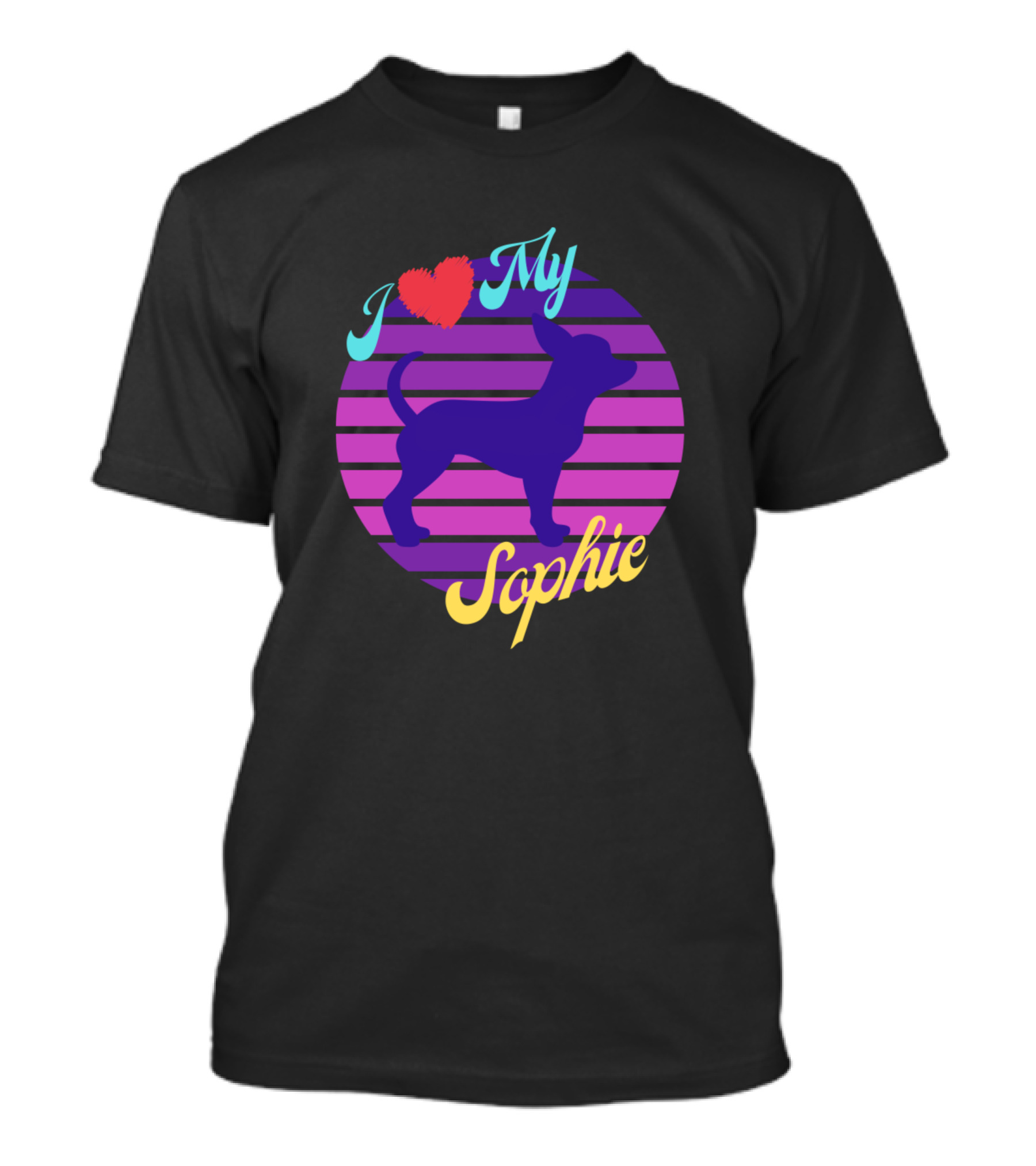 I Love My Sophie Chihuahua Retro Sunset T-Shirt