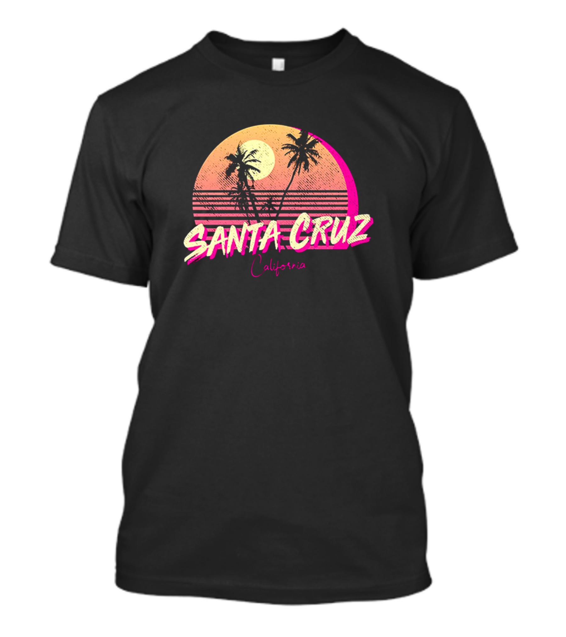 Retro Santa Cruz California Palm Trees Sunset T-Shirt