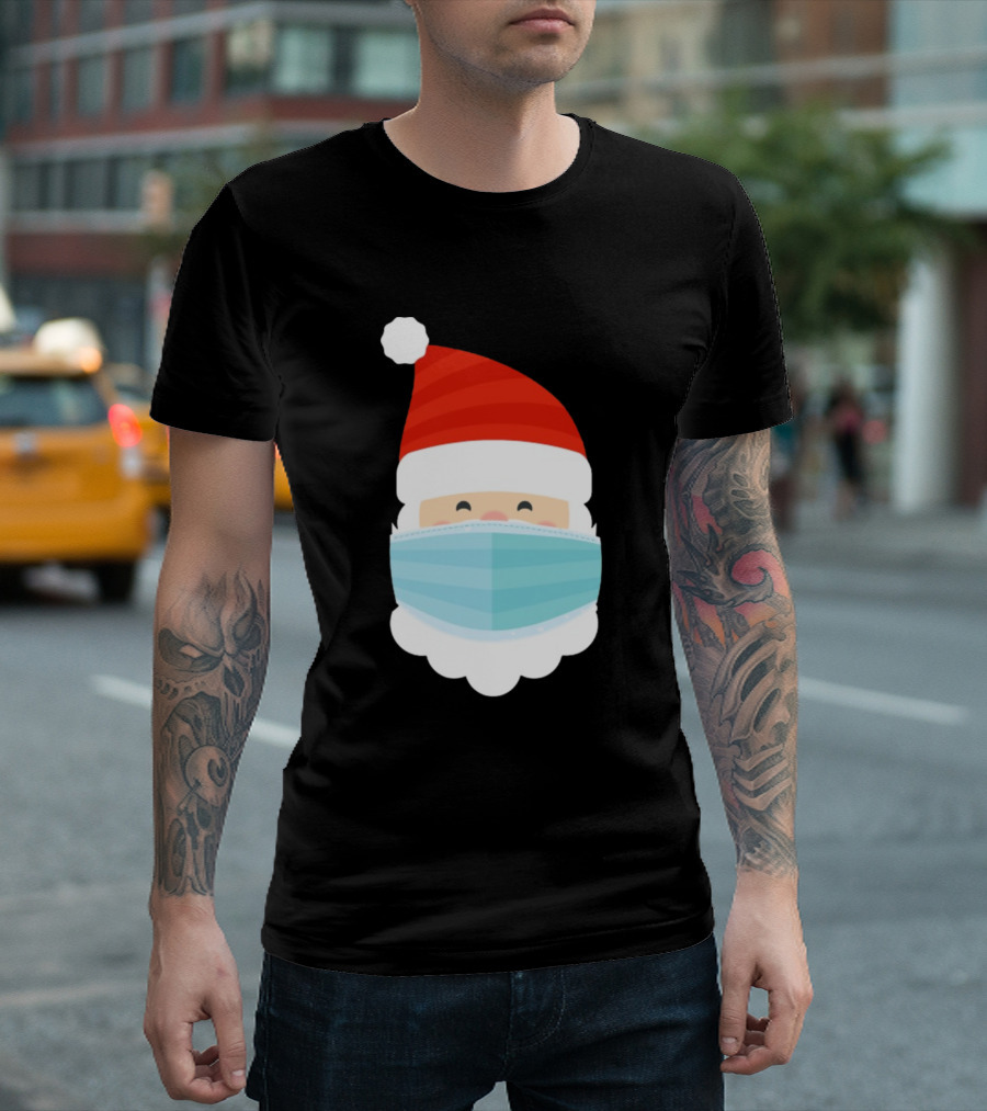 Santa Claus Face Mask Christmas Holiday T-Shirt