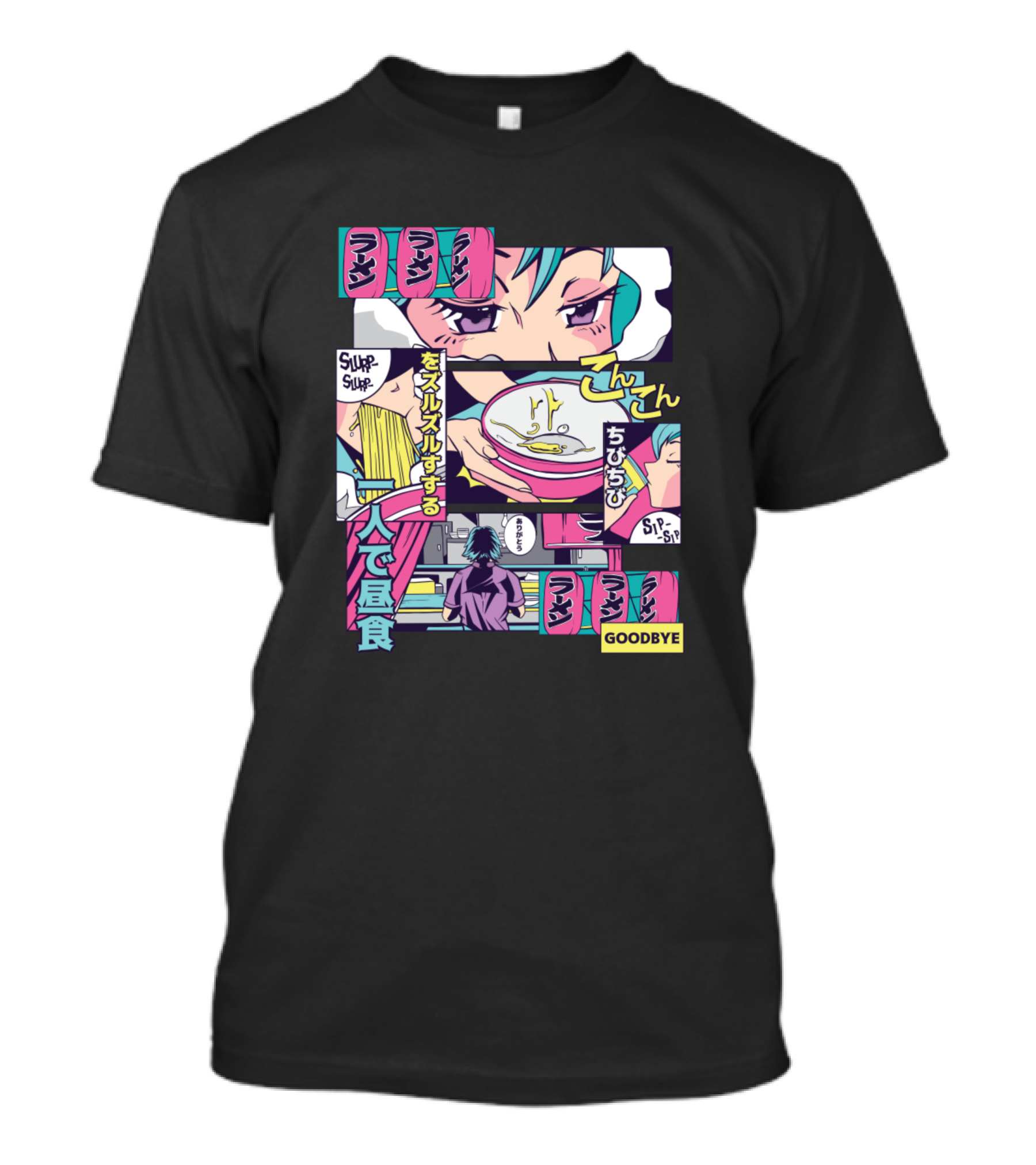 Ramen Comic Vaporwave Anime Goodbye T-Shirt